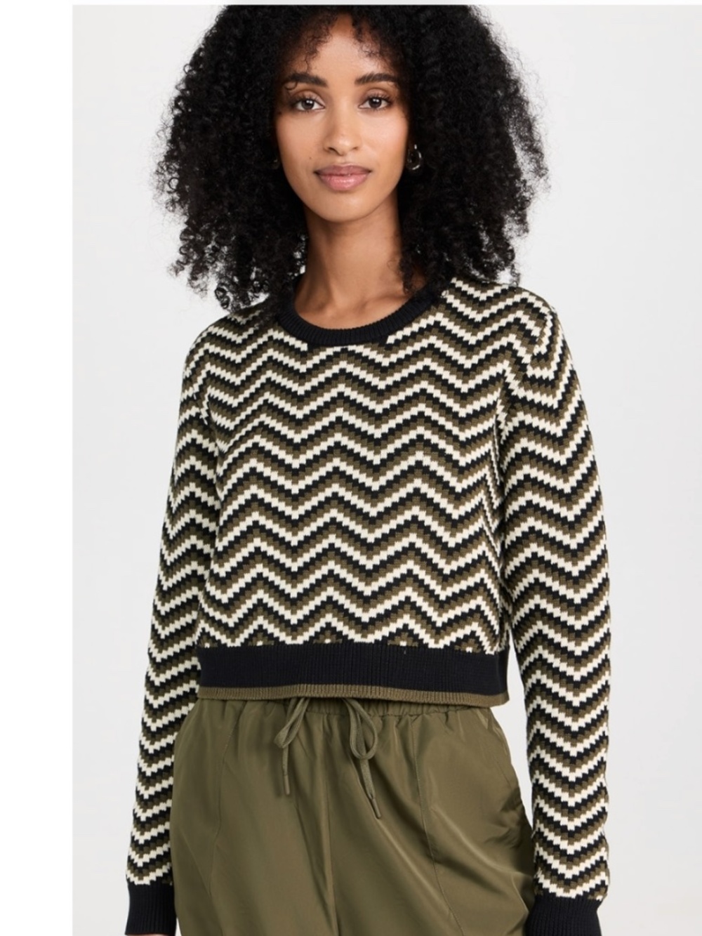 The Upside Ziggie Karlie Knit Chevron Cotton Cropped Sweater Size M